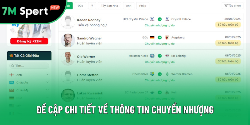 7M luôn đề cập chi tiết về tin chuyển nhượng